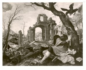 Néerlandais : Elijah nourri par le corbeau Elias nourri par le corbeau