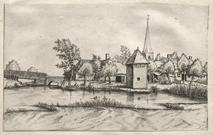 Vues de Villages dans le Brabant et la Campine : Un Village Enceint, c. 1561 - Master of the Small Landscapes