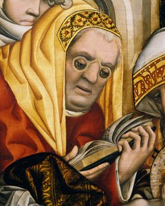 Prêtre portant des lunettes, (détail) de la Circoncision du Christ - Master of the Tucher Altarpiece