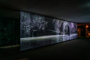 Echolocation, 2021 (projection vidéo à 3 canaux sur toile de polypropylène) - Mat Collishaw