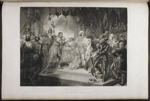 Richard II, Acte IV, Scène I. Richard II, Bolingbroke, York, Aumerle, etc. À la maison du Parlement, c.1803 (gravure) - Mather Brown