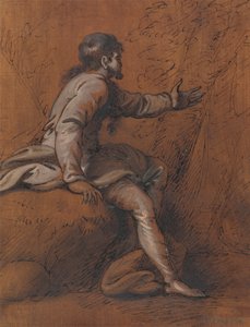 Homme assis sur un rocher