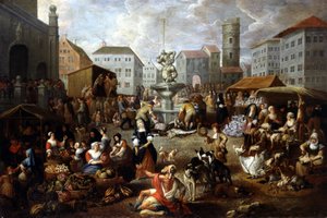 Scène de marche - peinture du 18ème siècle