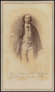 Portrait carte-de-visite du Col. Elmer Ephraim Ellsworth, 1861 - Mathew Brady