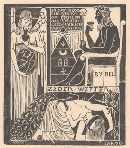 Femme aux yeux bandés et monstre - Mathieu Lauweriks