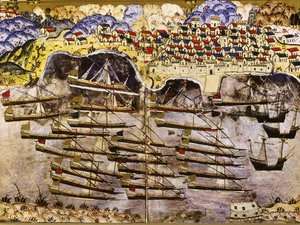 La flotte de Barberousse hivernant dans le port français de Toulon, 1543, milieu du 16ème siècle - Matrakci Nasuh