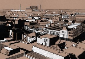 Croydon View, 2016 (encre acrylique sur carton)