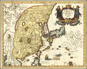 Carte de 1636 de la Chine, du Japon et de la Corée par Matthäus Merian