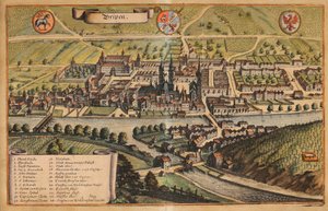 Vue de Brixen colorisée - Matthaus Merian