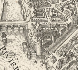 Hôtel de Nevers sur le plan Merian de Paris de 1615 - David Rumsey