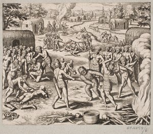 Quand ils capturent un de leurs ennemis, ils sont exécutés et mangés de manière barbare et inhumaine - Matthäus Merian d.Æ.