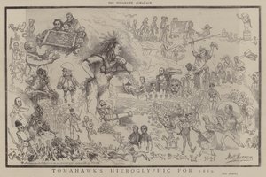 Hiéroglyphe du Tomahawk pour 1869 (lithographie en couleur)