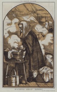 Laver le linge sale (lithographie en couleur)