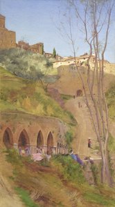 Femme de ménage au puits de lavage, San Gimignano, Italie - Matthew Ridley Corbet