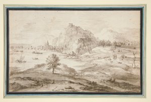 Paysage montagneux avec port et ville