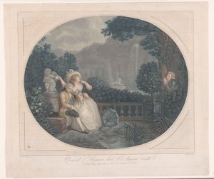 Jardin avec un homme endormi et un homme regardant - Mauclerc