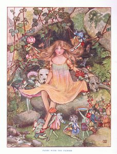 Pensée avec les fées, illustration de Contes de fées de Lady Ann, 1914 - Maud Tindal Atkinson