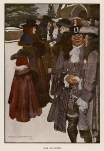Échange de vœux de Noël devant une église - Maurice (after) Greiffenhagen