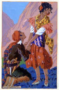 Rencontre entre Don José et Carmen, c. 1930 (illustration) - Maurice Berty