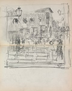 Carnet de croquis italien : Pont avec des figures page 93 & 94 - Maurice Brazil Prendergast