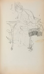 Carnet de croquis italien : Femme assise cousant, page 153 - Maurice Brazil Prendergast