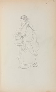 Carnet de croquis italien : Femme debout tenant une sacoche page 56, 1898-1899 - Maurice Brazil Prendergast