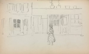 Carnet de croquis italien : Scène de rue avec une fille, page 159, 1898-1899 - Maurice Brazil Prendergast