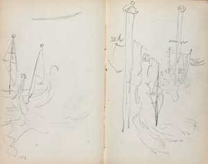 Carnet de croquis italien : Vue du port vénitien pages 33 et 34, 1898-1899 - Maurice Brazil Prendergast