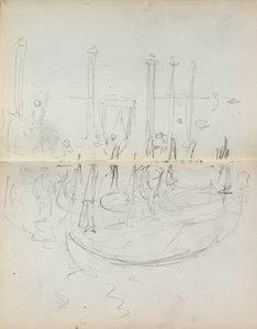 Carnet de croquis italien : Vue du port de Venise pages 37 et 38, 1898-1899 - Maurice Brazil Prendergast