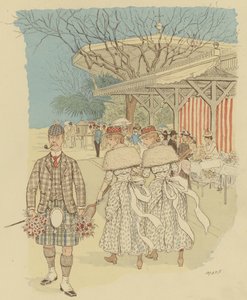 Un Écossais en costume traditionnel des Highlands parmi les gens de Cannes, France - Maurice Charles Mathieu Bonvoisin