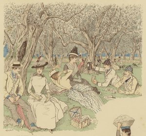 Un pique-nique sous les oliviers à Beaulieu dans le sud de la France - Maurice Charles Mathieu Bonvoisin
