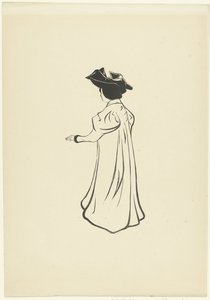 Femme debout avec chapeau et bras tendu - Maurice Delcourt
