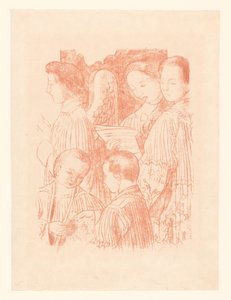 Trois anges chantants et deux enfants de chœur pendant la Sainte Messe - Maurice Denis