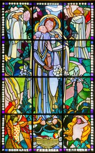 Musée Maurice Denis, Saint-Germain-en-Laye, France, Maurice Denis, Vierge et enfant vitrail (vitrail)
