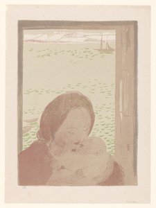 Mère avec bébé devant une fenêtre - Maurice Denis