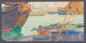 Navires dans un canal - Maurice Guilbert