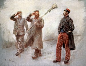 Dans le camp de prisonniers allemands à Dinan (Bretagne, France) dessin de Maurice Orange - Maurice Henri Orange