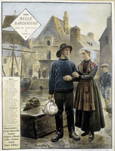 Le départ des pêcheurs bretons pour Terre-Neuve - calendrier de magasin « La Belle Jardinière » - Maurice Henri Orange