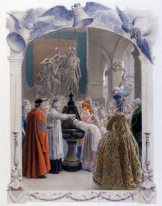 Scène de baptême noble du 18ème siècle, c.1900 (illustration) - Maurice Leloir
