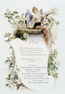 Avril « La Chanson du mois » par Jérôme Doucet, illustration - Maurice Leloir, éd. Reims 1904. L. Michaud