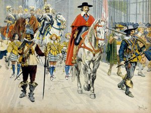 Histoire de France : Enterrement du roi Louis XIII (1601-1643) et du cardinal Richelieu (Armand Jean du Plessis) - Maurice Leloir