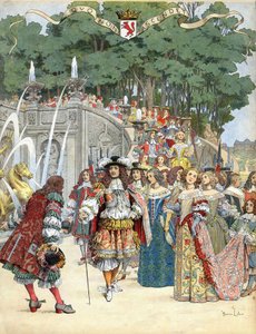 Nicolas Fouquet recevant le roi anglais Louis XIV dans son château de Vaux-le-Vicomte, France, le 17 août - Maurice Leloir