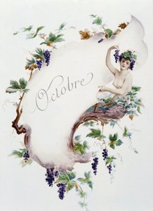 Octobre "La Chanson du mois" par Jérôme Doucet, illustration - Maurice Leloir, éd. Reims 1904. L. Michaud - Maurice Leloir