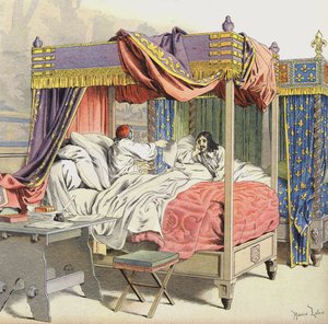 Richelieu et Louis XIII dans des lits adjacents au moment de la conspiration de Cinq-Mars - Maurice Leloir