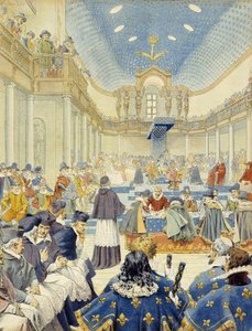 Richelieu prononça le discours, au nom du clergé, à la séance de clôture des États Généraux de 1614 - dans « Richelieu » par Maurice Leloir - Maurice Leloir