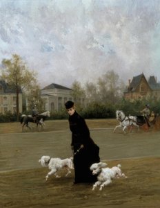 M.Poirson, Élégante au Bois de Boulogne, Paris / Peint, 1877 - Maurice Poirson