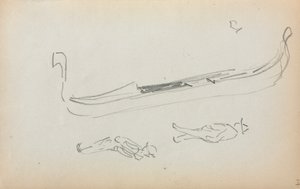 Carnet de croquis italien : Gondole et deux gondoliers (page 14) - Maurice Prendergast