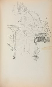 Carnet de croquis italien : Femme assise en train de coudre (page 153) - Maurice Prendergast