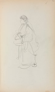 Carnet de croquis italien : Femme debout tenant un sac (page 56) - Maurice Prendergast