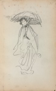 Carnet de croquis italien : Femme debout avec parasol (page 259) - Maurice Prendergast